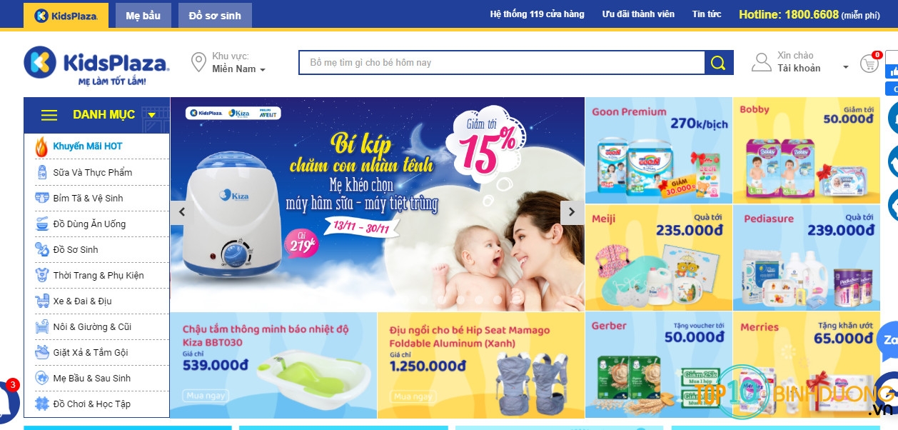 trang web bán đồ mẹ và bé